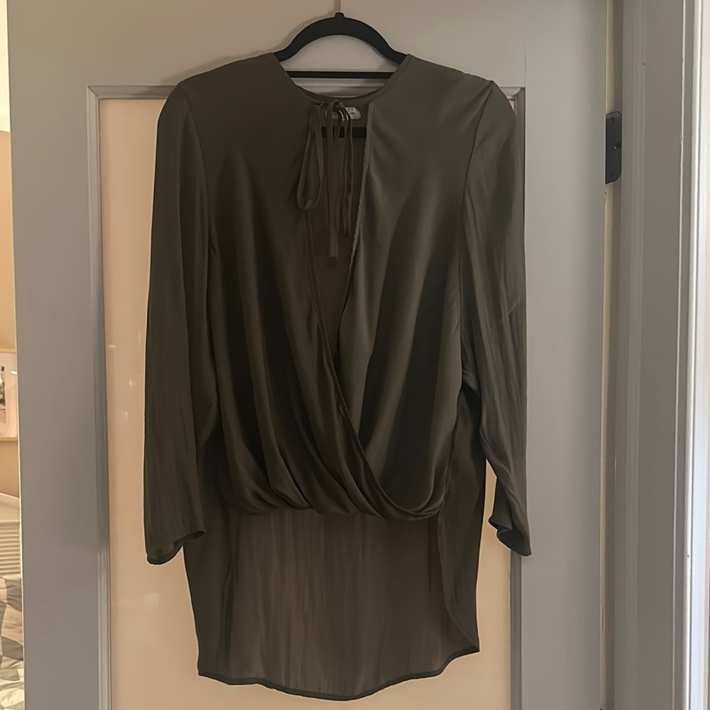Olive Green Long Sleeve Blouse